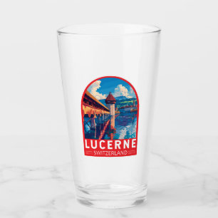 Lucerne Switzerland Travel Art Vintage Glass