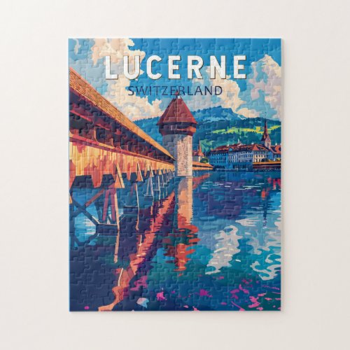 Lucerne Switzerland Travel Art Vintage Jigsaw Puzzle