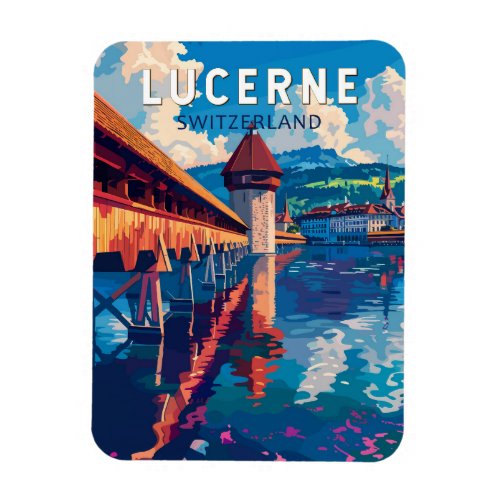 Lucerne Switzerland Travel Art Vintage Magnet