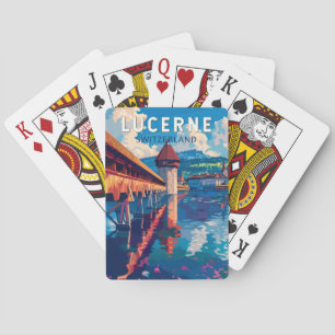 Lucerne Switzerland Travel Art Vintage Poker Cards