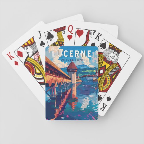 Lucerne Switzerland Travel Art Vintage Poker Cards