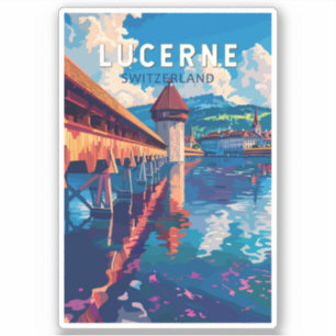 Lucerne Switzerland Travel Art Vintage Sticker