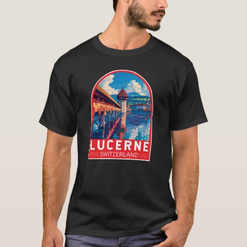 Lucerne Switzerland Travel Art Vintage T_Shirt
