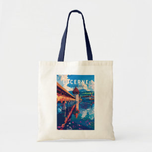Lucerne Switzerland Travel Art Vintage Tote Bag