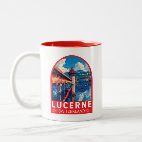 Lucerne Switzerland Travel Art Vintage Two_Tone Coffee Mug
