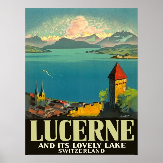 Lucerne, Switzerland, view on lake and mountins Poster (Front)