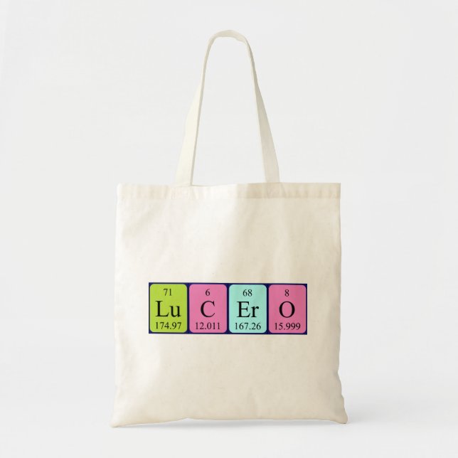 Lucero periodic table name tote bag (Front)