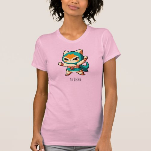 Lucha Libre Cat Mask Mexican Wrestling La Reina T_Shirt