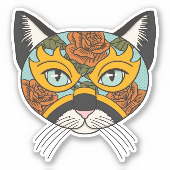 Lucha Libre Cat Sticker (Front)