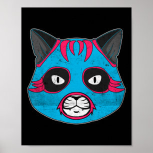 Lucha Libre Cat Wears Luchador Wrestling Mask Poster