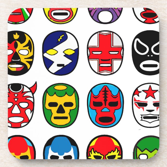 Lucha Libre Luchador Mexican Wrestling Masks Beverage Coaster (Front)
