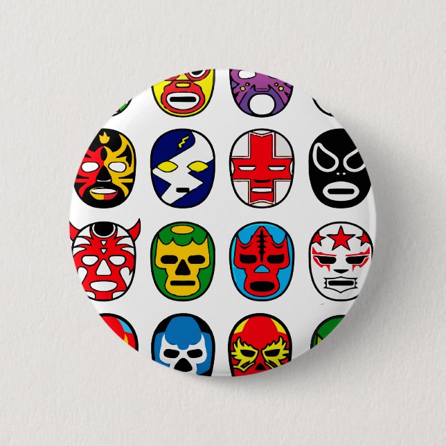 Lucha Libre Luchador Mexican Wrestling Masks Button (Front)