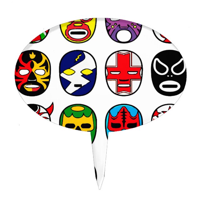 Lucha Libre Luchador Mexican Wrestling Masks Cake Topper (Front)