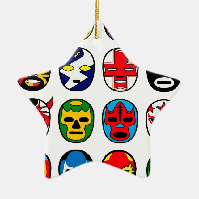 Lucha Libre Luchador Mexican Wrestling Masks Ceramic Ornament (Front)