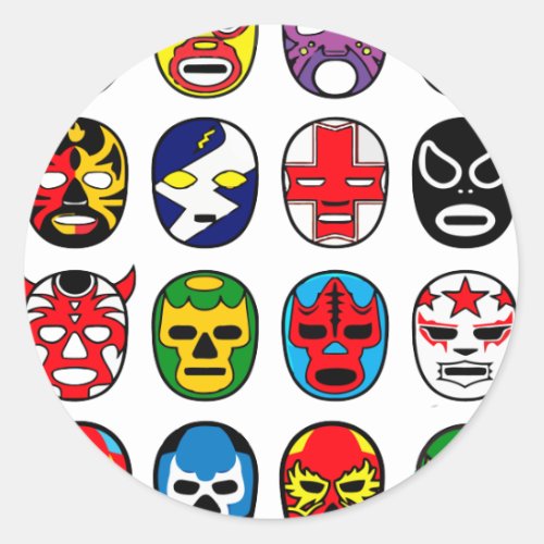 Lucha Libre Luchador Mexican Wrestling Masks Classic Round Sticker