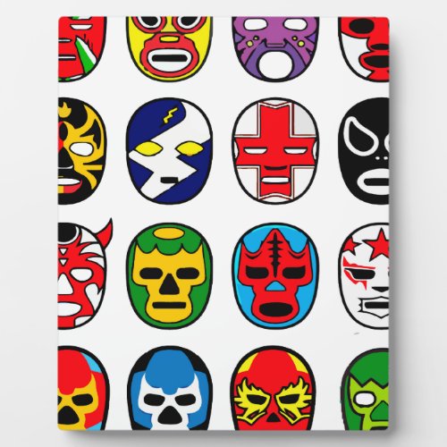 Lucha Libre Luchador Mexican Wrestling Masks Plaque