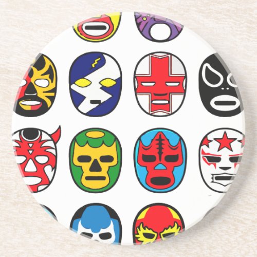 Lucha Libre Luchador Mexican Wrestling Masks Sandstone Coaster