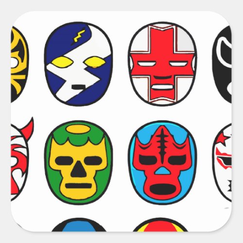 Lucha Libre Luchador Mexican Wrestling Masks Square Sticker