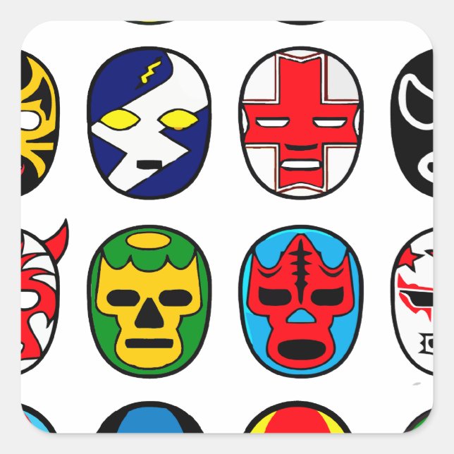 Lucha Libre Luchador Mexican Wrestling Masks Square Sticker (Front)