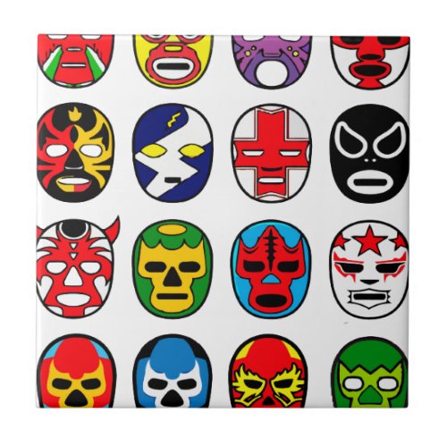 Lucha Libre Luchador Mexican Wrestling Masks Tile