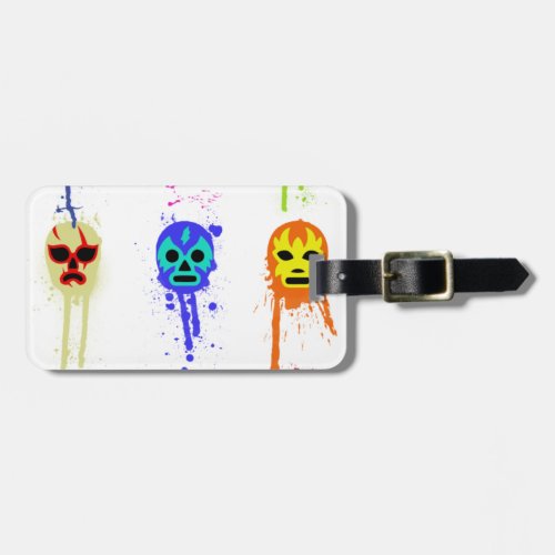 Lucha Libre Mask Mexican Wrestling Paint Drip Luggage Tag