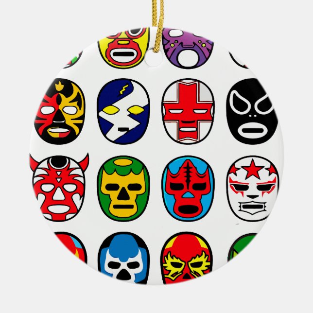 Lucha Libre Mask wrestler Mexican Wrestling Ceramic Ornament (Front)