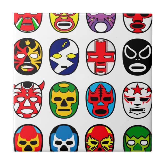 Lucha Libre Mask wrestler Mexican Wrestling Tile (Front)