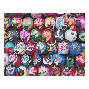 Lucha Libre Masks Faux Canvas Print