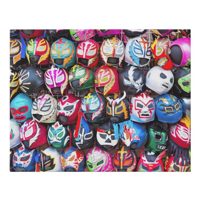Lucha Libre Masks Faux Canvas Print (Front)