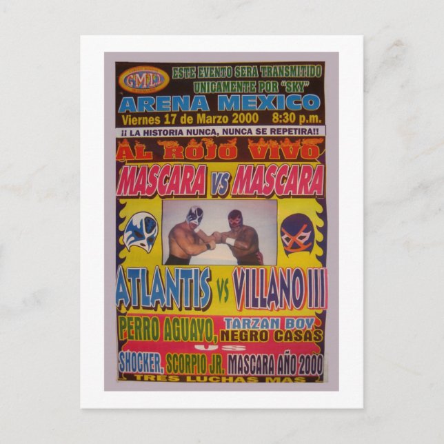 Lucha Libre Match Poster Postcard (Front)