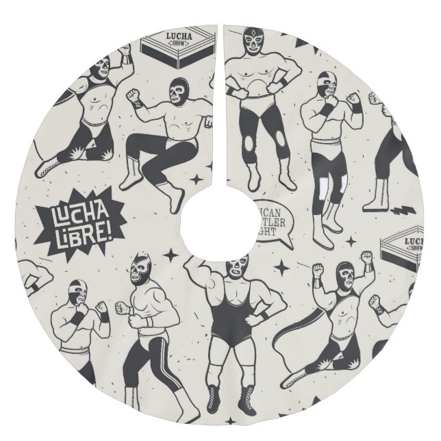 Lucha Libre: Mexican Wrestler pattern Brushed Polyester Tree Skirt (Front)