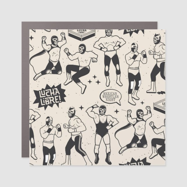 Lucha Libre: Mexican Wrestler pattern Car Magnet (Front)