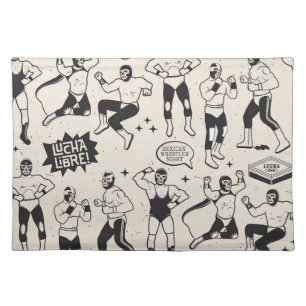 Lucha Libre: Mexican Wrestler pattern Cloth Placemat