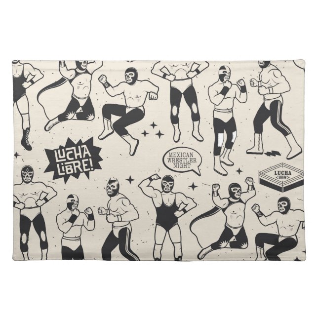 Lucha Libre: Mexican Wrestler pattern Cloth Placemat (Front)