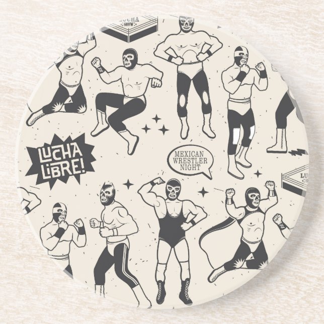 Lucha Libre: Mexican Wrestler pattern Coaster (Front)