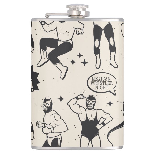 Lucha Libre: Mexican Wrestler pattern Flask (Front)