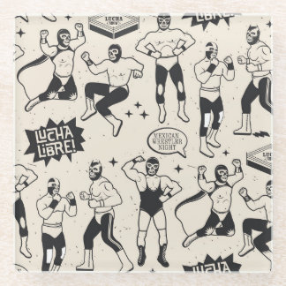 Lucha Libre: Mexican Wrestler pattern Glass Coaster