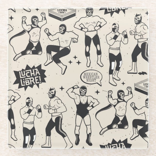 Lucha Libre: Mexican Wrestler pattern Glass Coaster (Front)