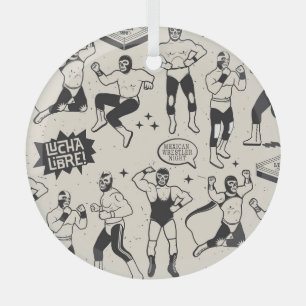 Lucha Libre: Mexican Wrestler pattern Glass Ornament