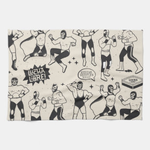 Lucha Libre: Mexican Wrestler pattern Kitchen Towel