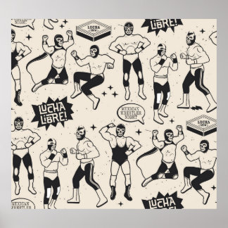 Lucha Libre: Mexican Wrestler pattern Poster