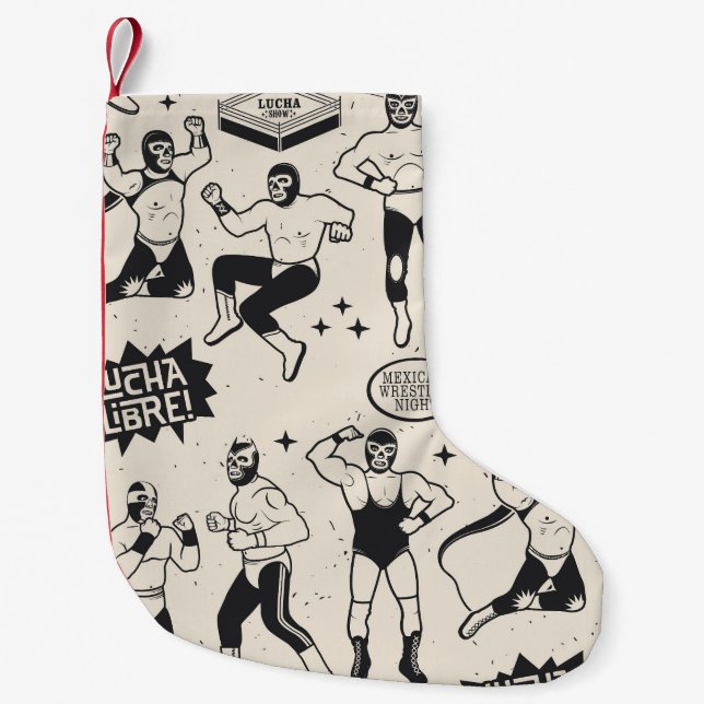 Lucha Libre: Mexican Wrestler pattern Small Christmas Stocking (Front)