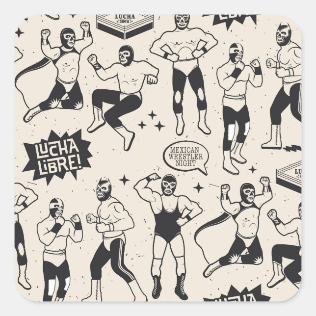 Lucha Libre: Mexican Wrestler pattern Square Sticker (Front)