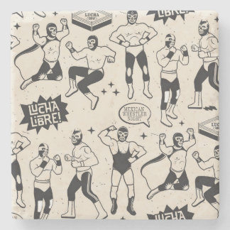 Lucha Libre: Mexican Wrestler pattern Stone Coaster