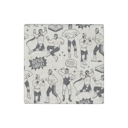 Lucha Libre Mexican Wrestler pattern Stone Magnet