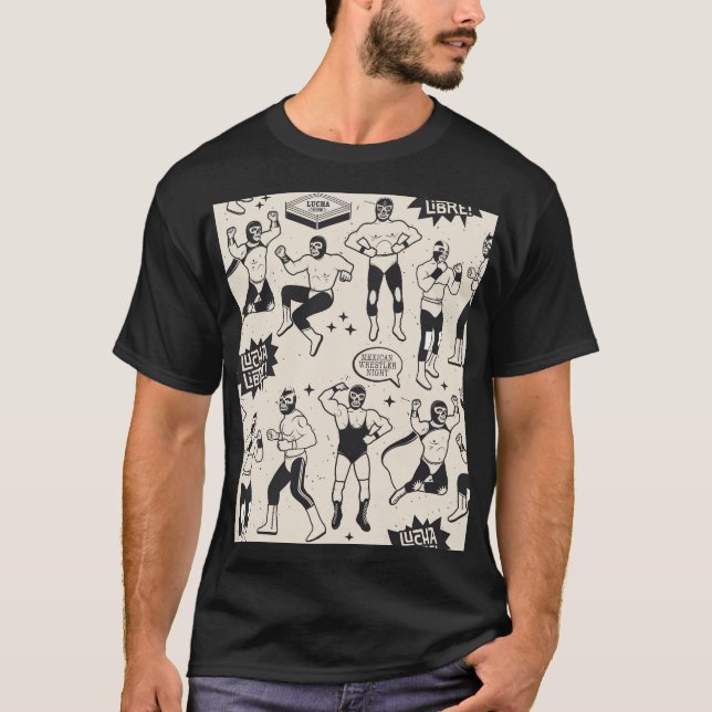 Lucha Libre: Mexican Wrestler pattern T-Shirt (Front)