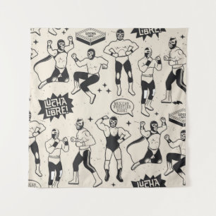 Lucha Libre: Mexican Wrestler pattern Tapestry