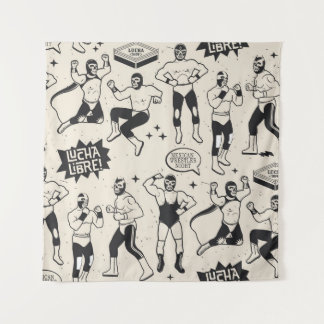 Lucha Libre: Mexican Wrestler pattern Tapestry