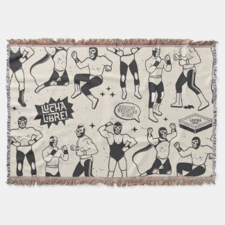 Lucha Libre: Mexican Wrestler pattern Throw Blanket