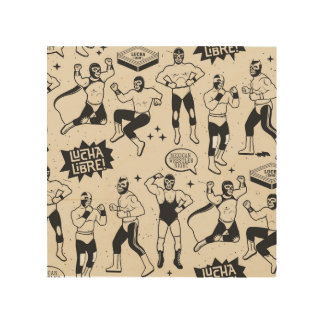Lucha Libre: Mexican Wrestler pattern Wood Wall Art